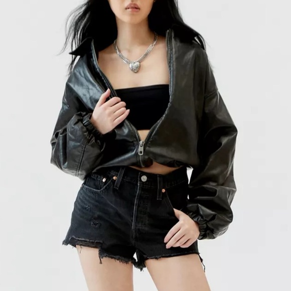 Levi's 501 High Rise Button Fly Black Jean Denim Cutoff Shorts Size 31 - Picture 2 of 6